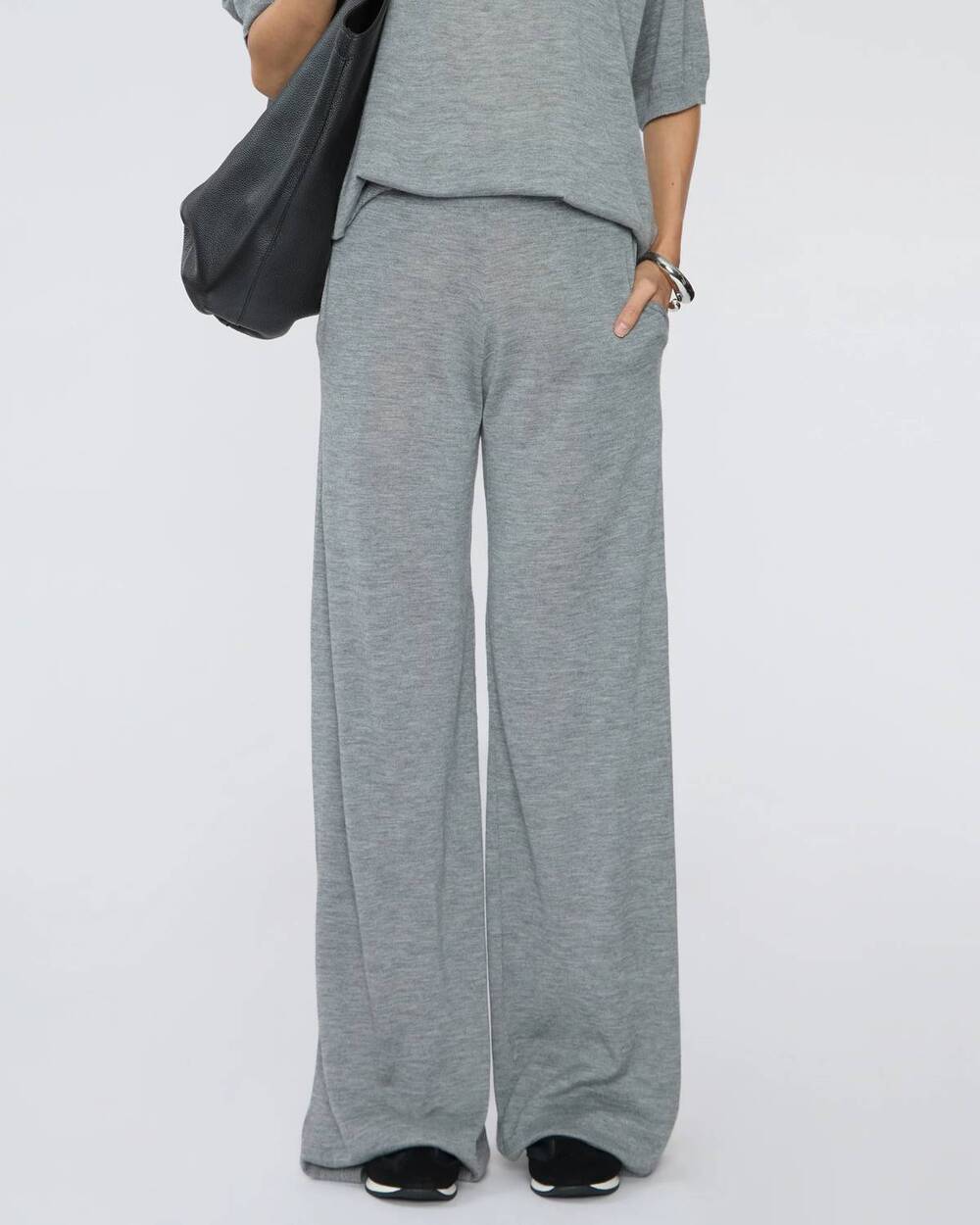 NEW SPRWMN cashmere wide leg pants in grey
